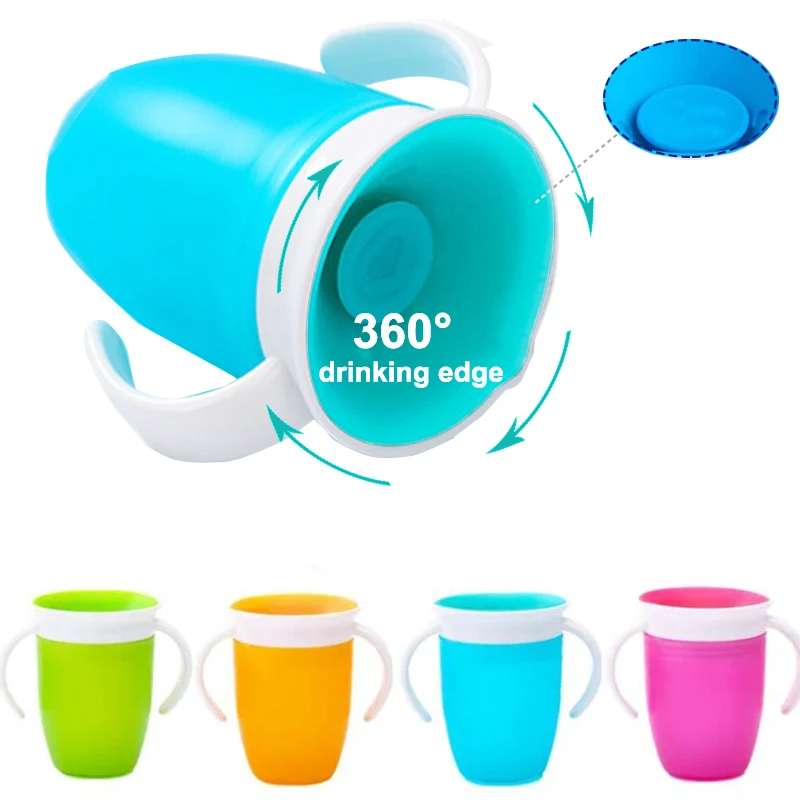كوب شرب للأطفال بزاوية 360 درجة مع غطاء قلاب